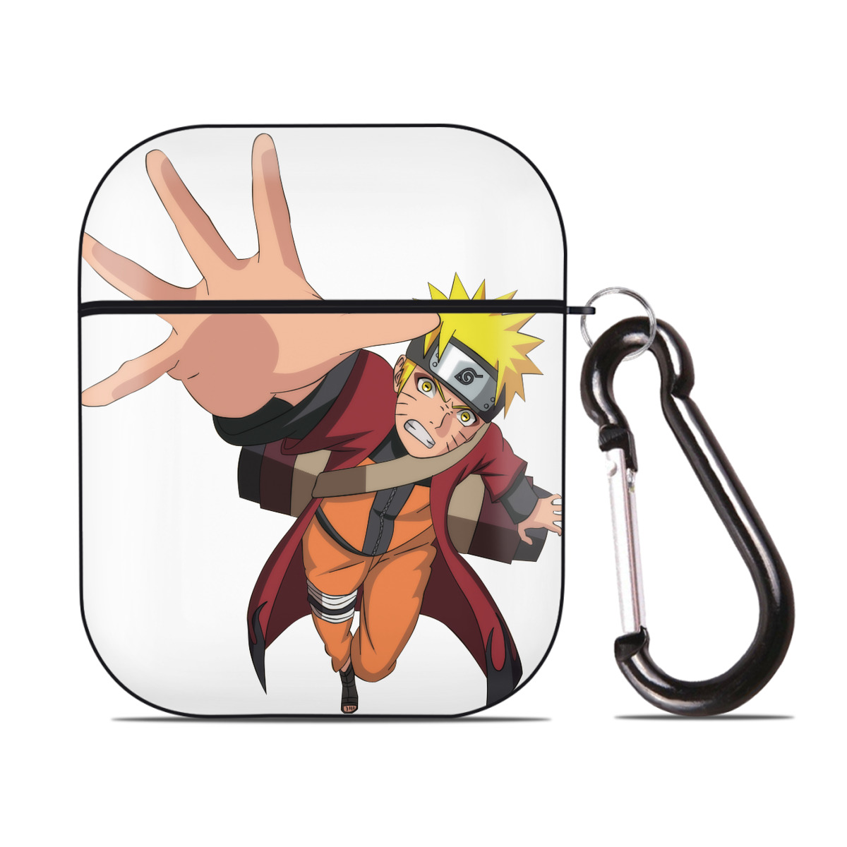 （画像用） NARUTO -ナルト- うずまき ナルト Uzumaki Naruto AirPods 第2世代保護ケース ハードシェル ブラック 耐衝撃・防指紋・カラビナ付き