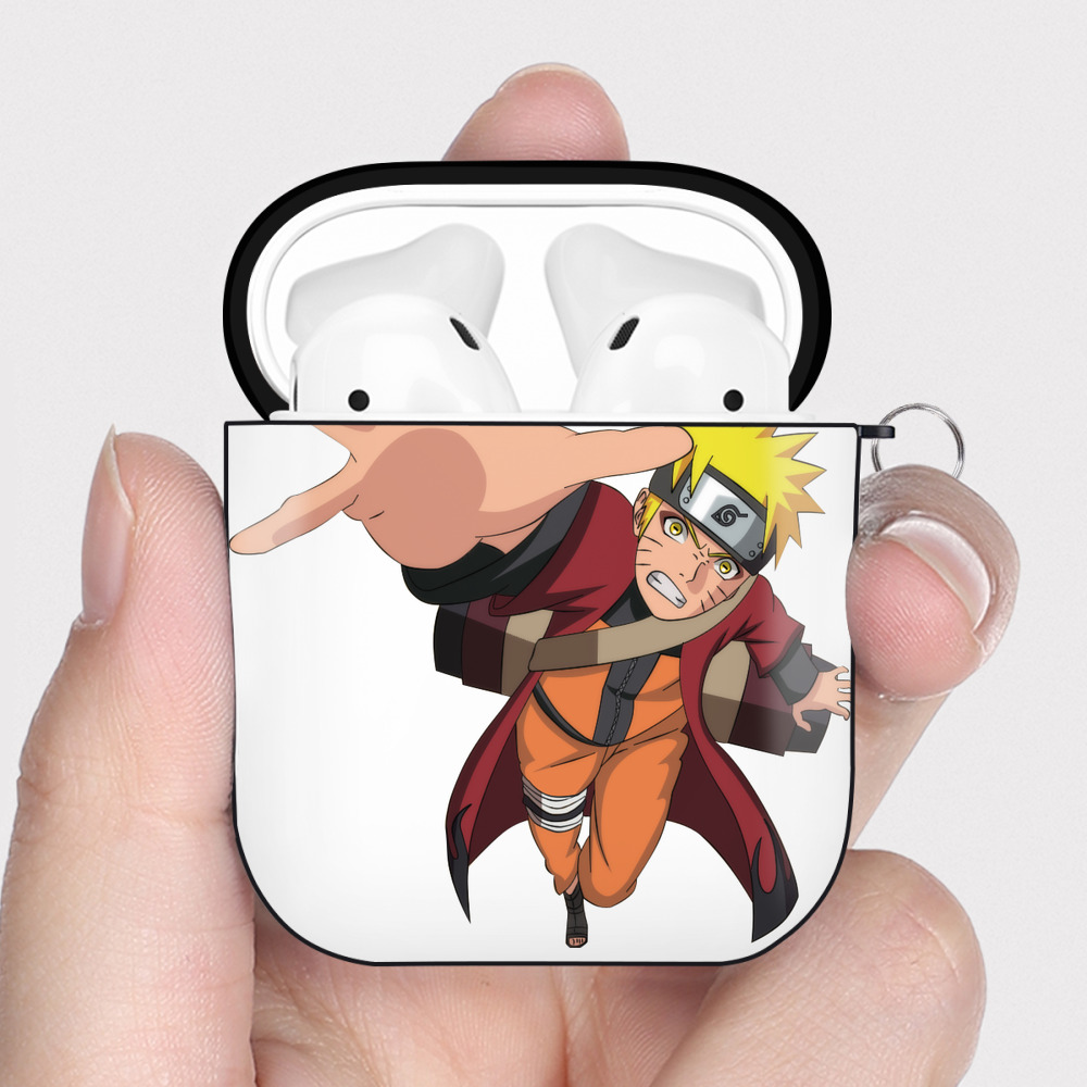 （画像用） NARUTO -ナルト- うずまき ナルト Uzumaki Naruto AirPods 第2世代保護ケース ハードシェル ブラック 耐衝撃・防指紋・カラビナ付き