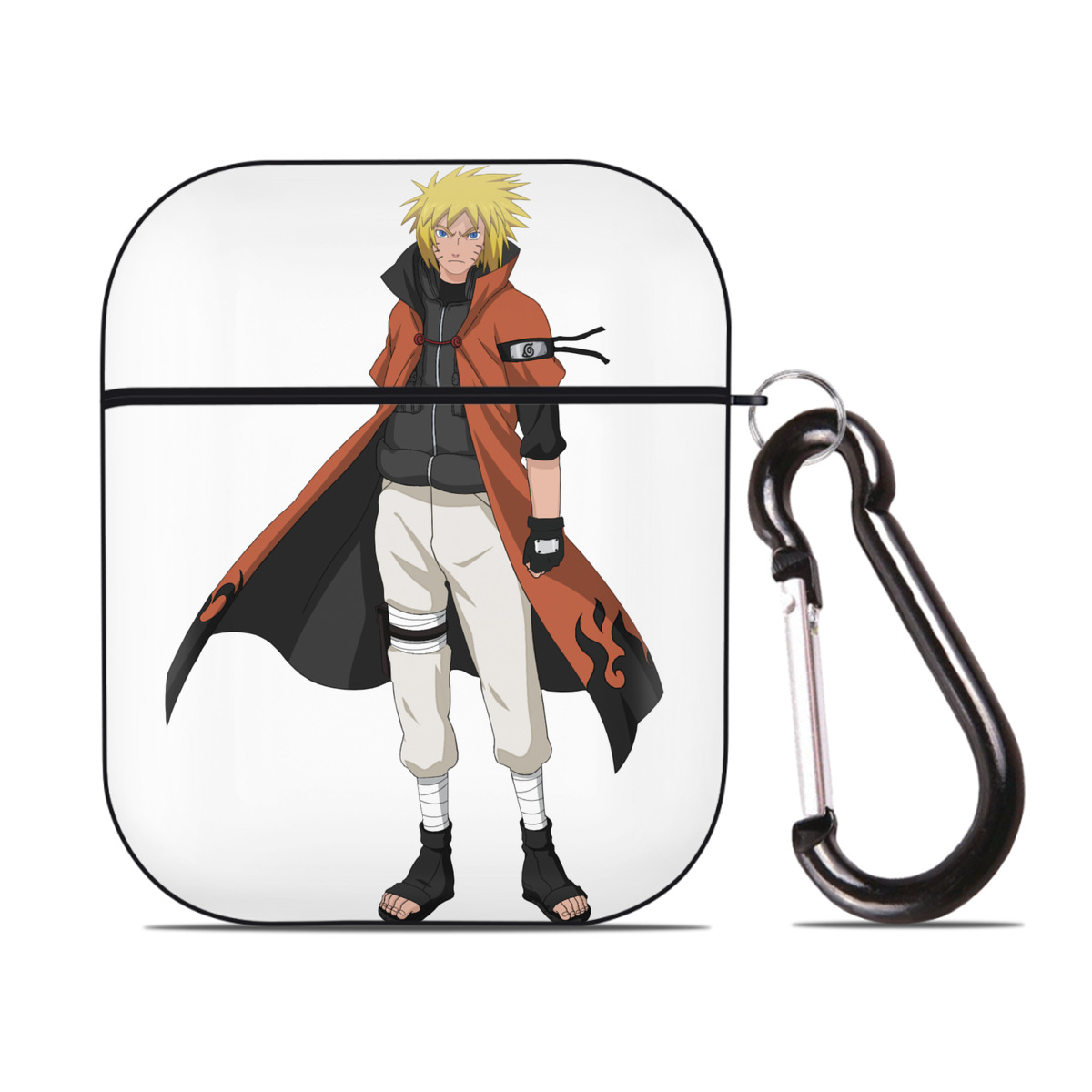 （画像用） NARUTO -ナルト- うずまき ナルト Uzumaki Naruto AirPods 第2世代保護ケース ハードシェル ブラック 耐衝撃・防指紋・カラビナ付き