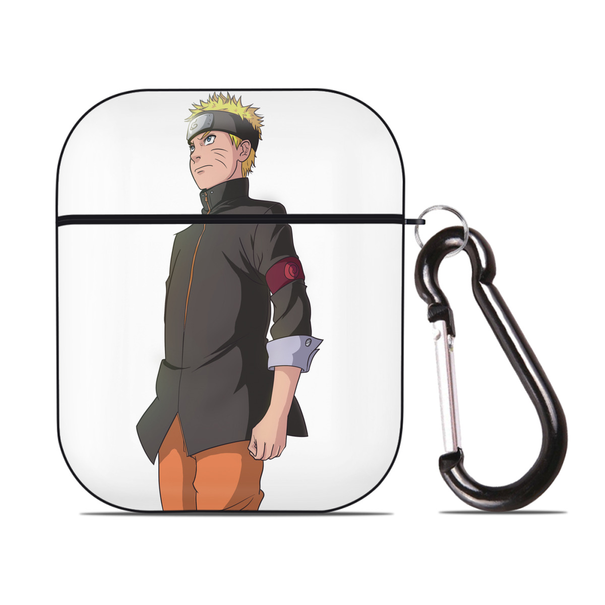 （画像用） NARUTO -ナルト- うずまき ナルト Uzumaki Naruto AirPods 第2世代保護ケース ハードシェル ブラック 耐衝撃・防指紋・カラビナ付き