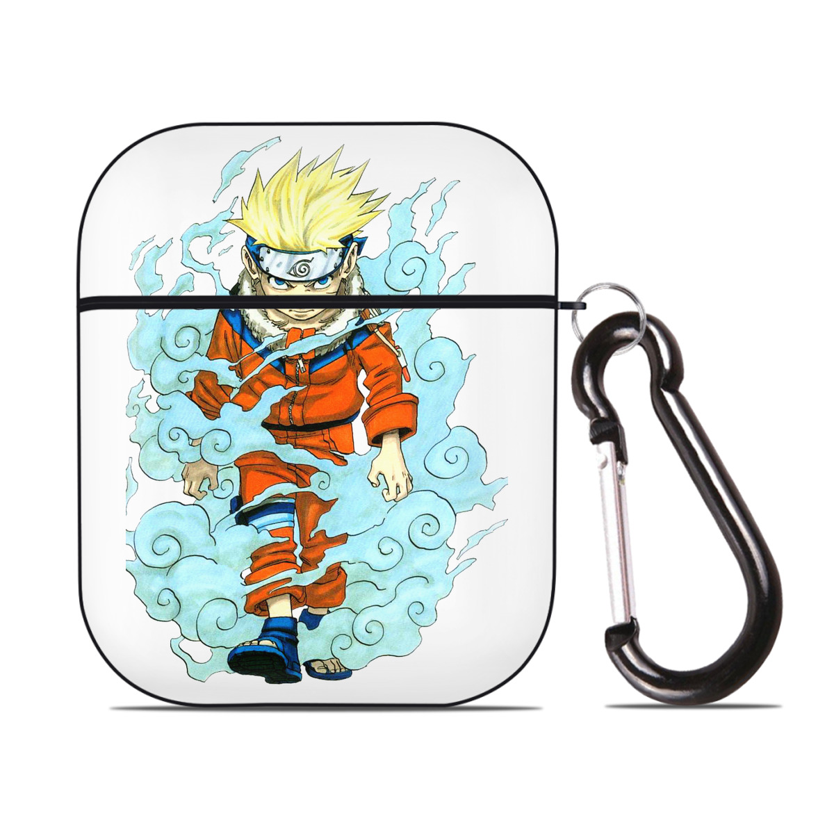 （画像用） NARUTO -ナルト- うずまき ナルト Uzumaki Naruto AirPods 第2世代保護ケース ハードシェル ブラック 耐衝撃・防指紋・カラビナ付き