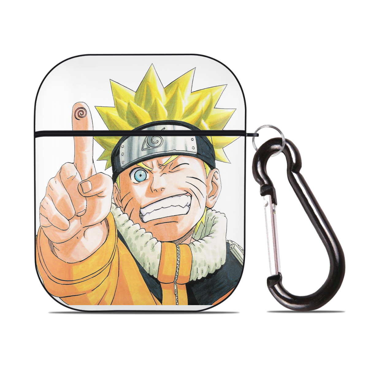 （画像用） NARUTO -ナルト- うずまき ナルト Uzumaki Naruto AirPods 第2世代保護ケース ハードシェル ブラック 耐衝撃・防指紋・カラビナ付き
