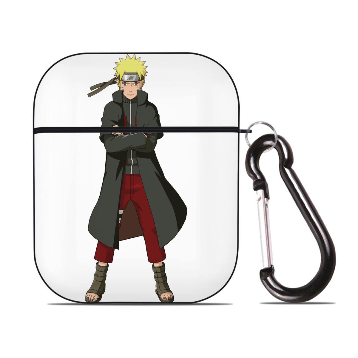 （画像用） NARUTO -ナルト- うずまき ナルト Uzumaki Naruto AirPods 第2世代保護ケース ハードシェル ブラック 耐衝撃・防指紋・カラビナ付き