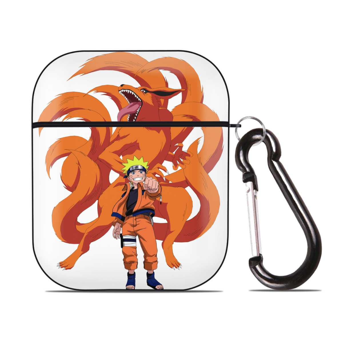 （画像用） NARUTO -ナルト- うずまき ナルト Uzumaki Naruto AirPods 第2世代保護ケース ハードシェル ブラック 耐衝撃・防指紋・カラビナ付き