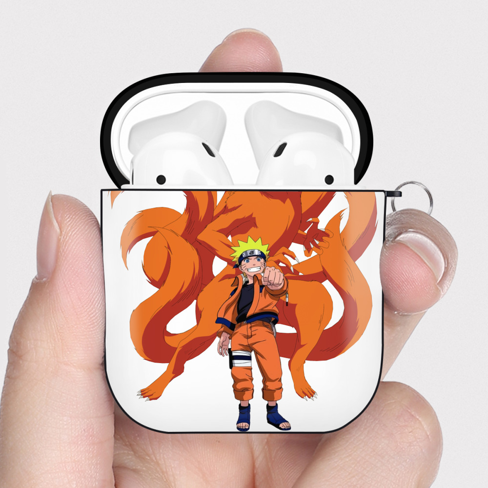 （画像用） NARUTO -ナルト- うずまき ナルト Uzumaki Naruto AirPods 第2世代保護ケース ハードシェル ブラック 耐衝撃・防指紋・カラビナ付き