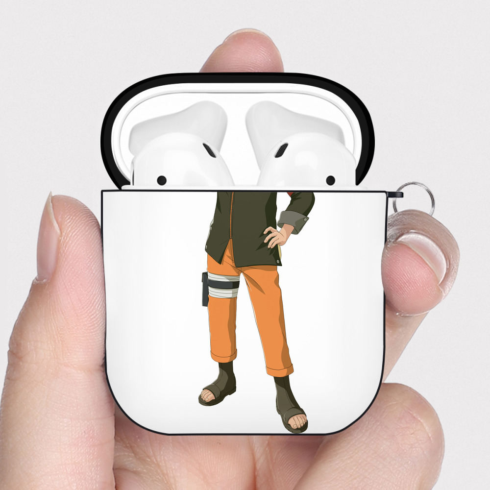 （画像用） NARUTO -ナルト- うずまき ナルト Uzumaki Naruto AirPods 第2世代保護ケース ハードシェル ブラック 耐衝撃・防指紋・カラビナ付き
