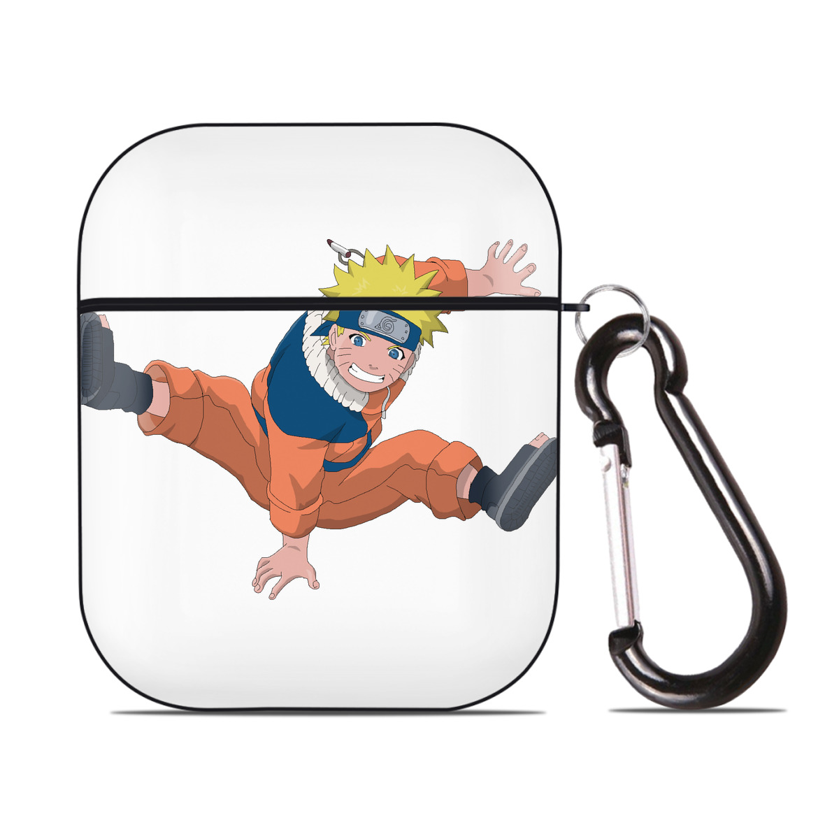 （画像用） NARUTO -ナルト- うずまき ナルト Uzumaki Naruto AirPods 第2世代保護ケース ハードシェル ブラック 耐衝撃・防指紋・カラビナ付き