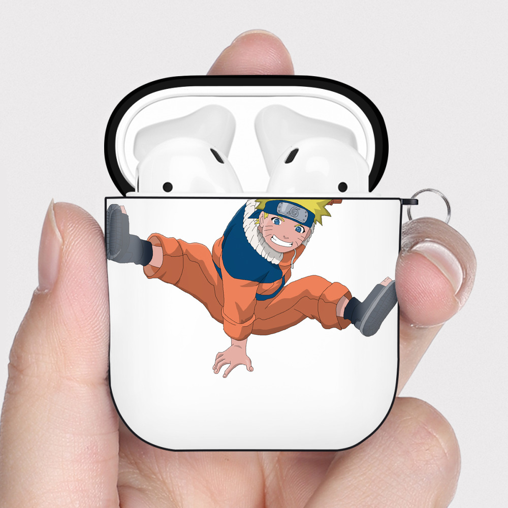 （画像用） NARUTO -ナルト- うずまき ナルト Uzumaki Naruto AirPods 第2世代保護ケース ハードシェル ブラック 耐衝撃・防指紋・カラビナ付き