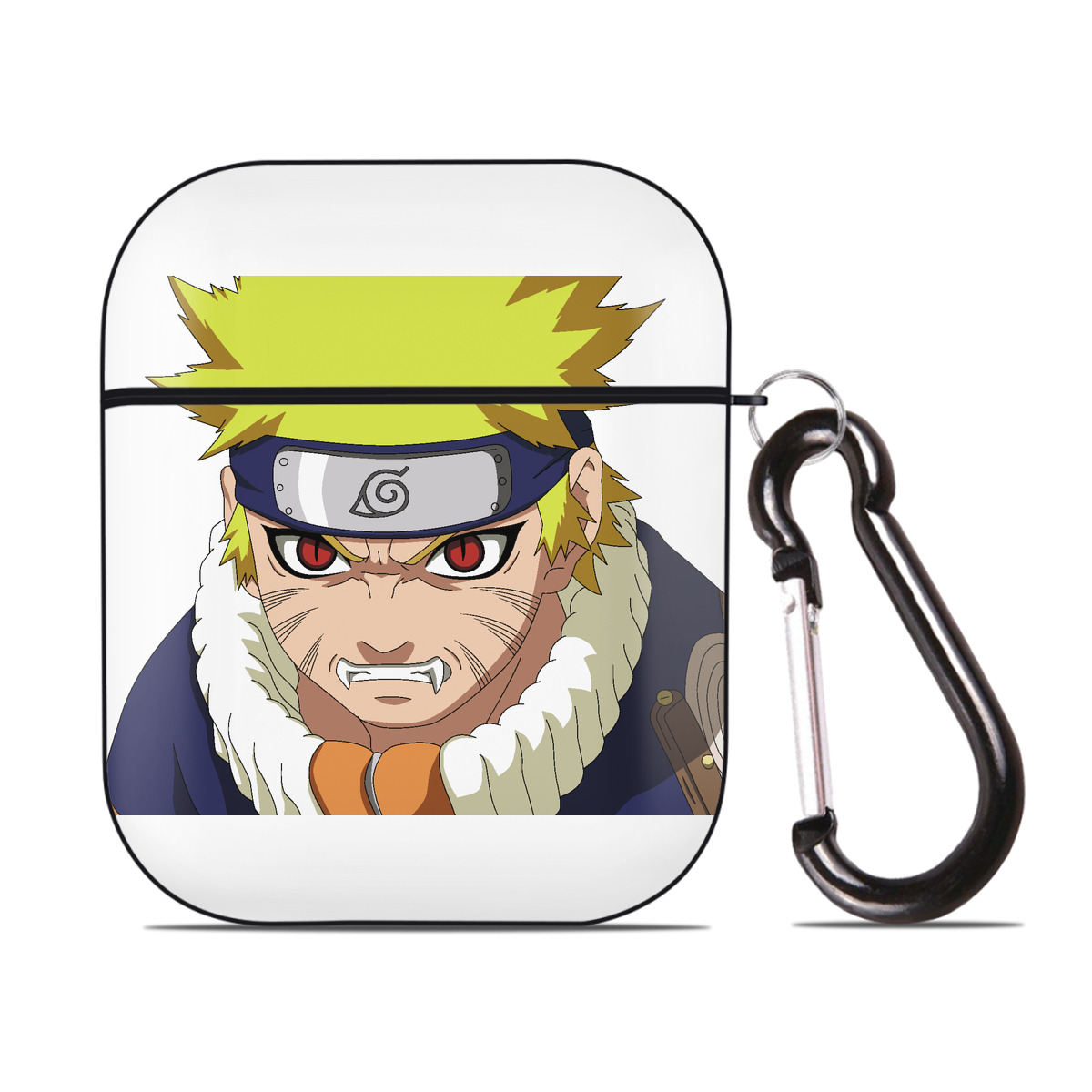 （画像用） NARUTO -ナルト- うずまき ナルト Uzumaki Naruto AirPods 第2世代保護ケース ハードシェル ブラック 耐衝撃・防指紋・カラビナ付き