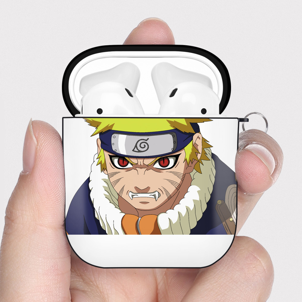 （画像用） NARUTO -ナルト- うずまき ナルト Uzumaki Naruto AirPods 第2世代保護ケース ハードシェル ブラック 耐衝撃・防指紋・カラビナ付き