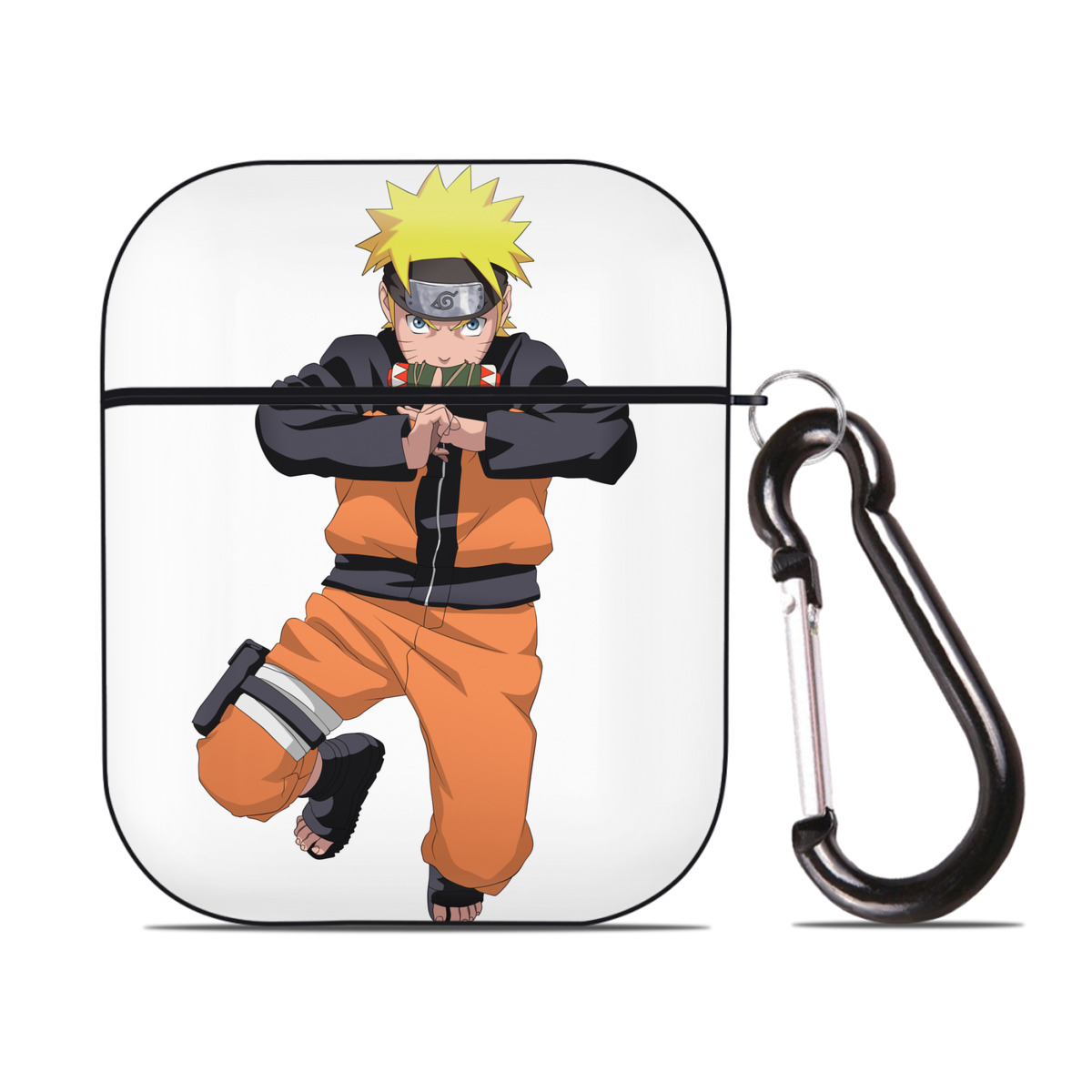 （画像用） NARUTO -ナルト- うずまき ナルト Uzumaki Naruto AirPods 第2世代保護ケース ハードシェル ブラック 耐衝撃・防指紋・カラビナ付き