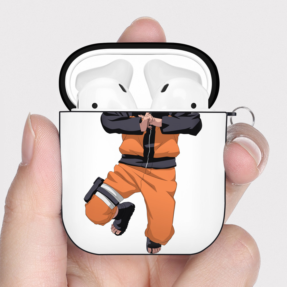 （画像用） NARUTO -ナルト- うずまき ナルト Uzumaki Naruto AirPods 第2世代保護ケース ハードシェル ブラック 耐衝撃・防指紋・カラビナ付き