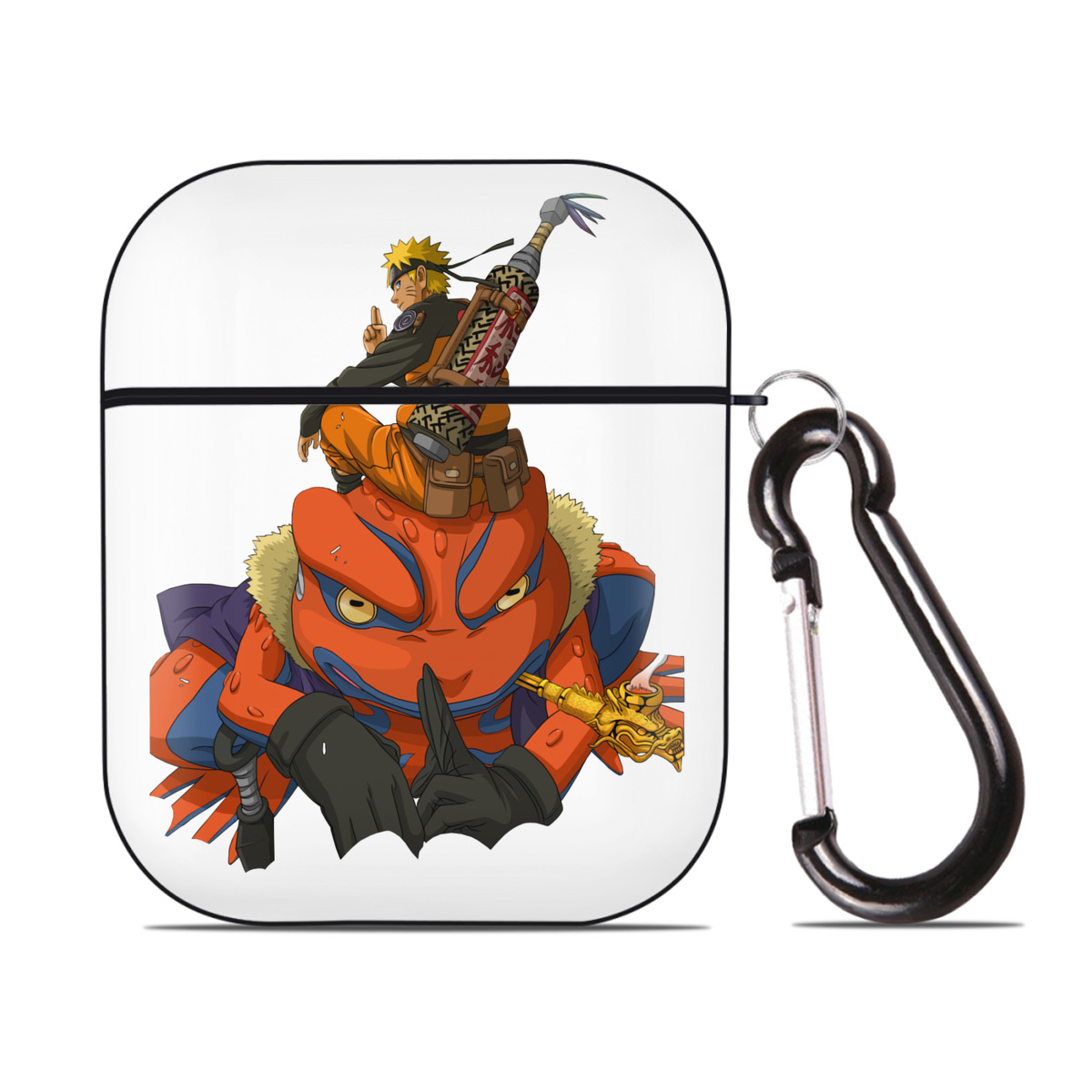 （画像用） NARUTO -ナルト- うずまき ナルト Uzumaki Naruto AirPods 第2世代保護ケース ハードシェル ブラック 耐衝撃・防指紋・カラビナ付き