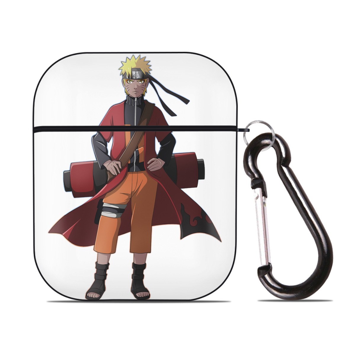 （画像用） NARUTO -ナルト- うずまき ナルト Uzumaki Naruto AirPods 第2世代保護ケース ハードシェル ブラック 耐衝撃・防指紋・カラビナ付き