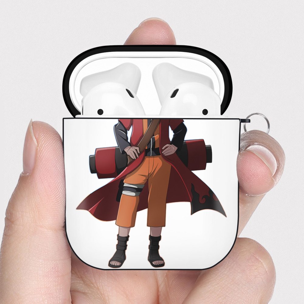 （画像用） NARUTO -ナルト- うずまき ナルト Uzumaki Naruto AirPods 第2世代保護ケース ハードシェル ブラック 耐衝撃・防指紋・カラビナ付き