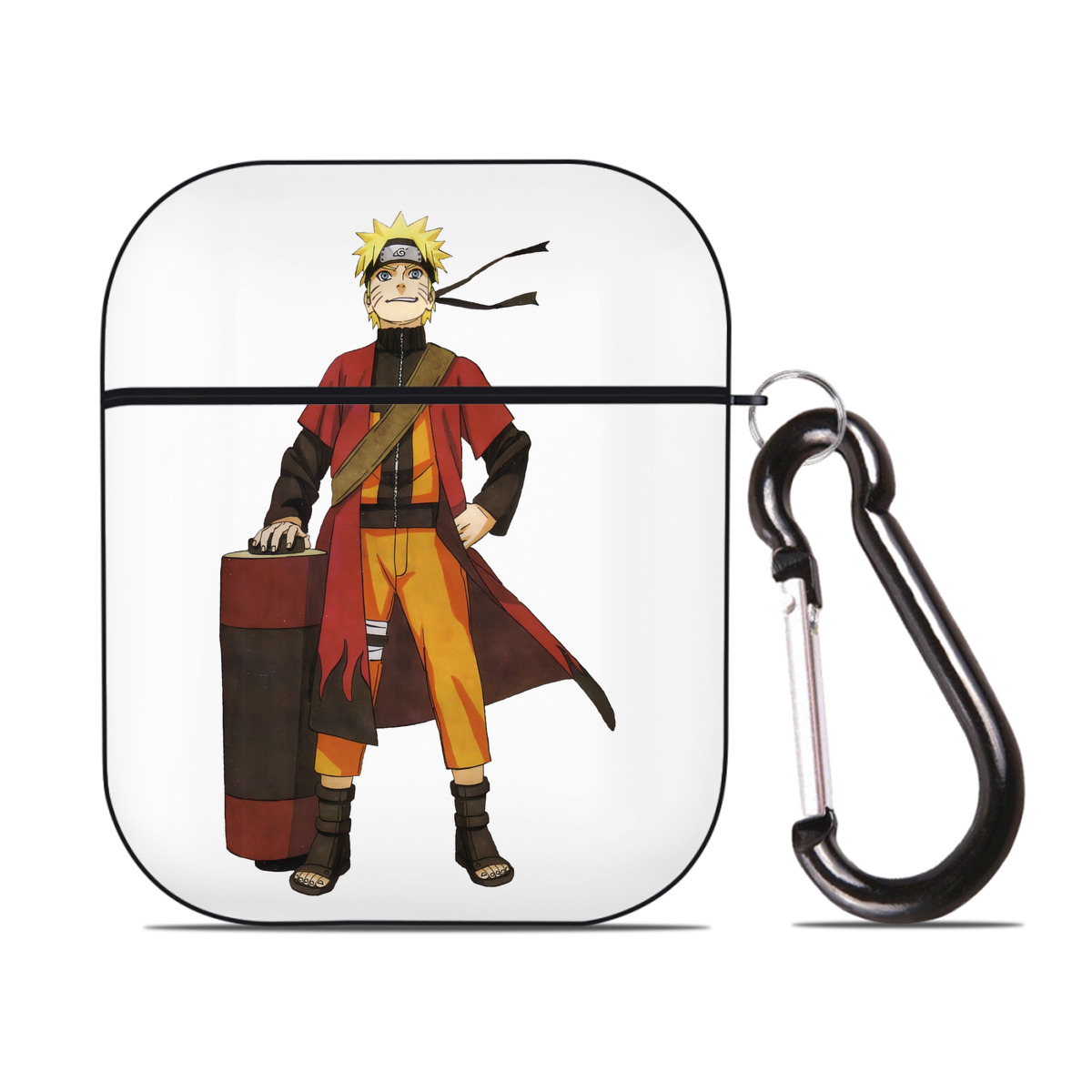 （画像用） NARUTO -ナルト- うずまき ナルト Uzumaki Naruto AirPods 第2世代保護ケース ハードシェル ブラック 耐衝撃・防指紋・カラビナ付き