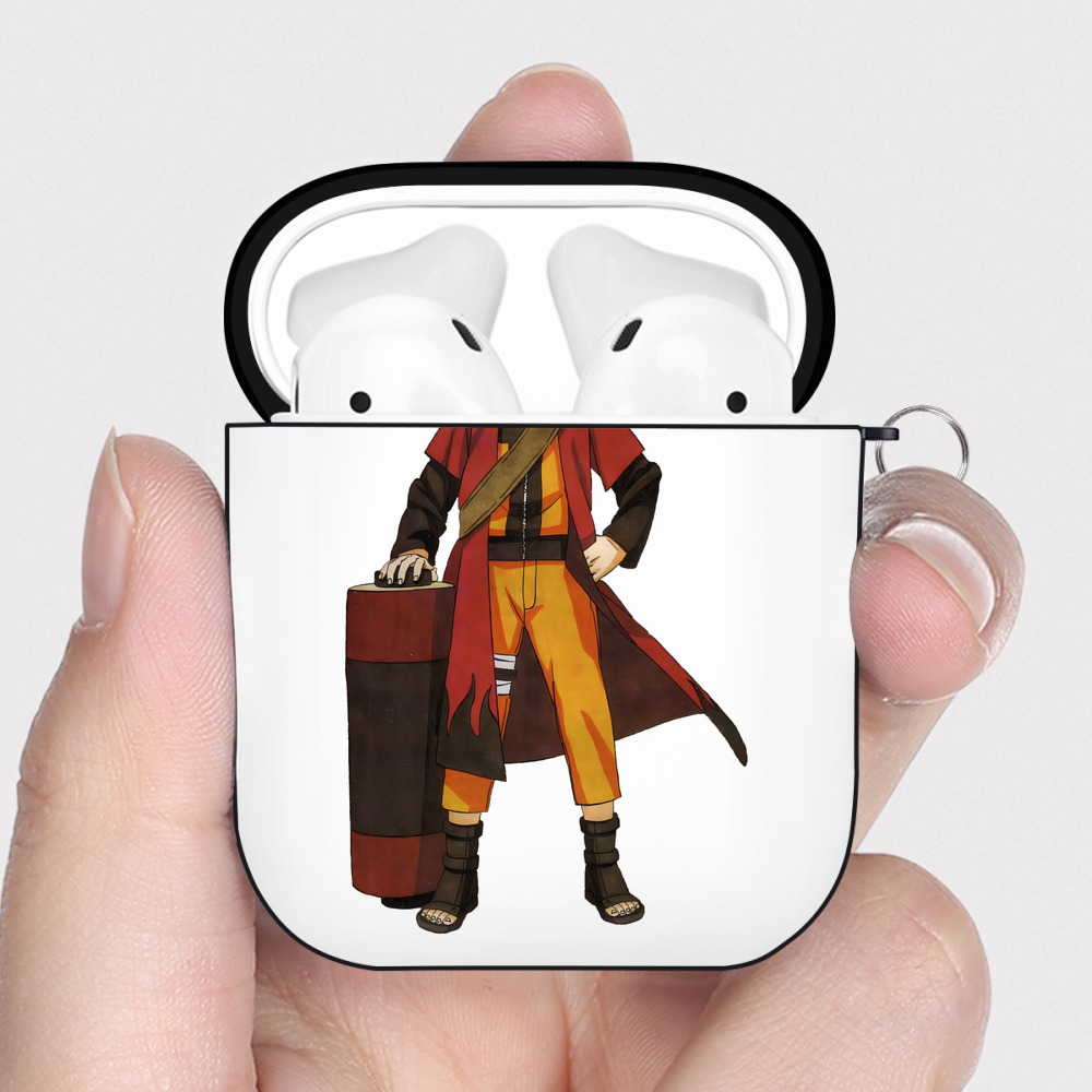 （画像用） NARUTO -ナルト- うずまき ナルト Uzumaki Naruto AirPods 第2世代保護ケース ハードシェル ブラック 耐衝撃・防指紋・カラビナ付き