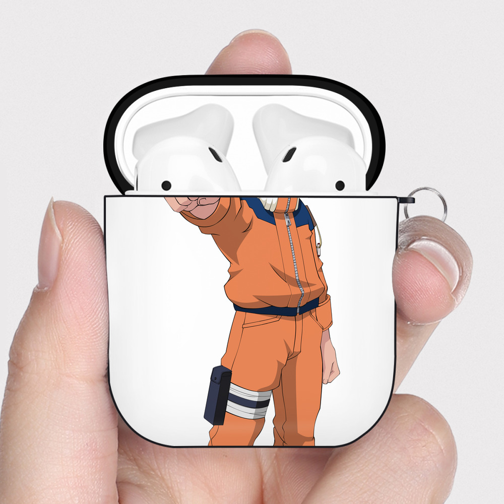 （画像用） NARUTO -ナルト- うずまき ナルト Uzumaki Naruto AirPods 第2世代保護ケース ハードシェル ブラック 耐衝撃・防指紋・カラビナ付き