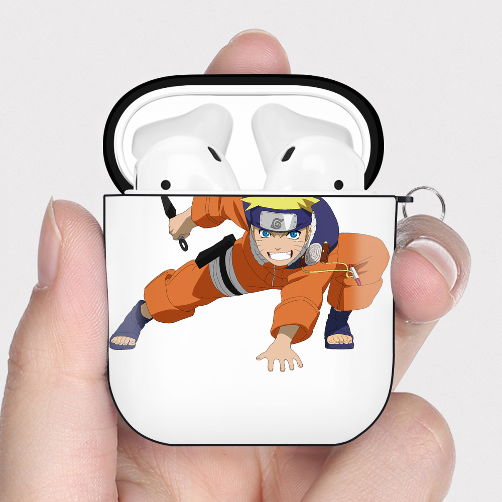 （画像用） NARUTO -ナルト- うずまき ナルト Uzumaki Naruto AirPods 第2世代保護ケース ハードシェル ブラック 耐衝撃・防指紋・カラビナ付き