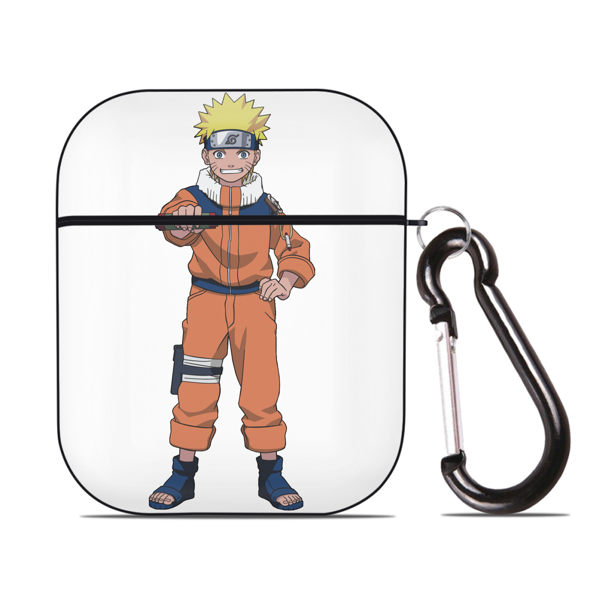 （画像用） NARUTO -ナルト- うずまき ナルト Uzumaki Naruto AirPods 第2世代保護ケース ハードシェル ブラック 耐衝撃・防指紋・カラビナ付き