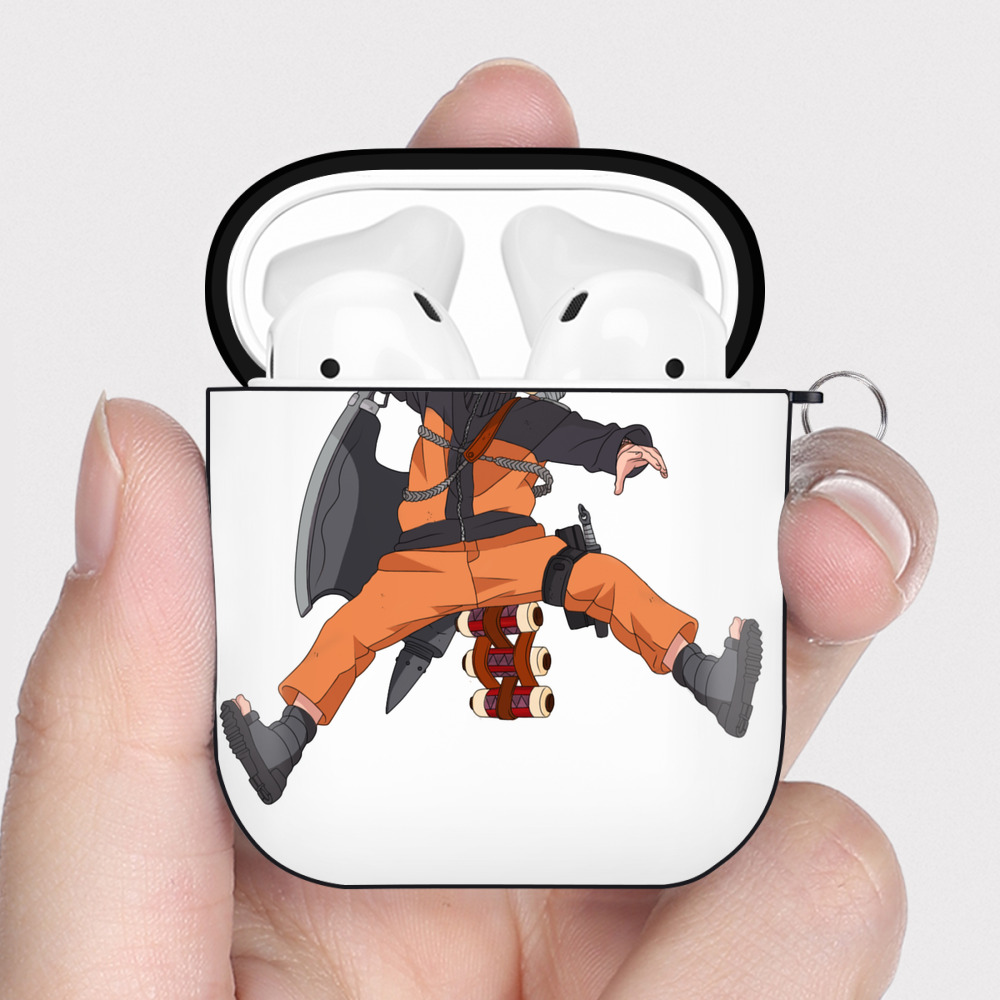（画像用） NARUTO -ナルト- うずまき ナルト Uzumaki Naruto AirPods 第2世代保護ケース ハードシェル ブラック 耐衝撃・防指紋・カラビナ付き