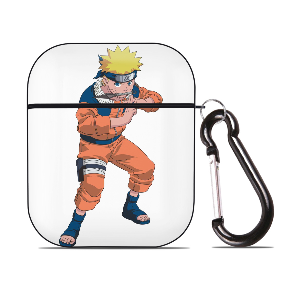 （画像用） NARUTO -ナルト- うずまき ナルト Uzumaki Naruto AirPods 第2世代保護ケース ハードシェル ブラック 耐衝撃・防指紋・カラビナ付き