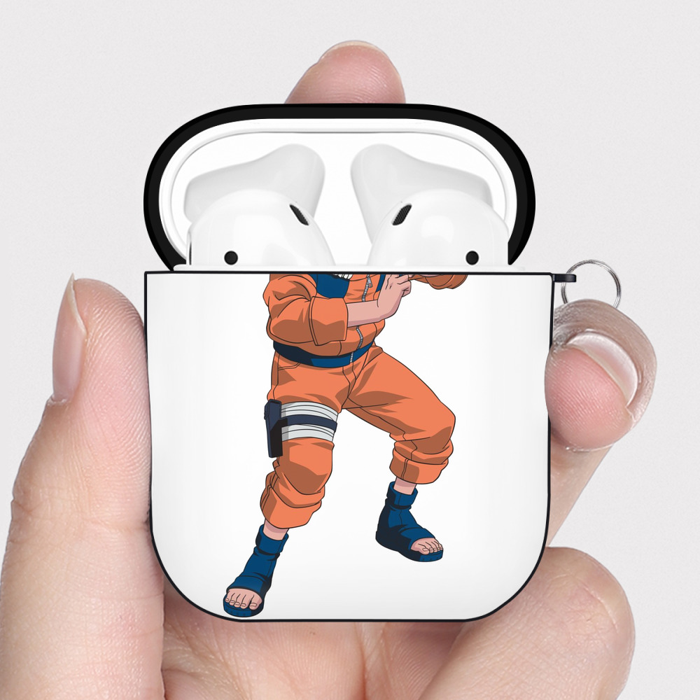 （画像用） NARUTO -ナルト- うずまき ナルト Uzumaki Naruto AirPods 第2世代保護ケース ハードシェル ブラック 耐衝撃・防指紋・カラビナ付き