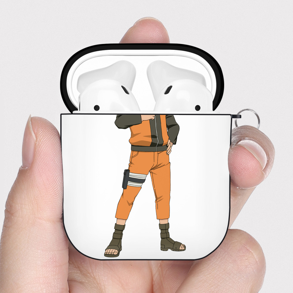 （画像用） NARUTO -ナルト- うずまき ナルト Uzumaki Naruto AirPods 第2世代保護ケース ハードシェル ブラック 耐衝撃・防指紋・カラビナ付き