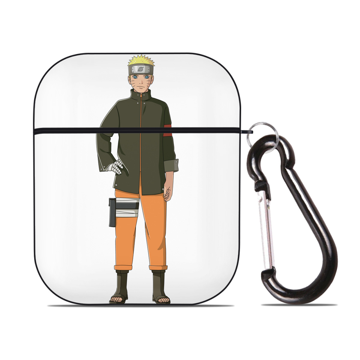 （画像用） NARUTO -ナルト- うずまき ナルト Uzumaki Naruto AirPods 第2世代保護ケース ハードシェル ブラック 耐衝撃・防指紋・カラビナ付き