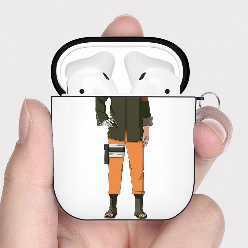 （画像用） NARUTO -ナルト- うずまき ナルト Uzumaki Naruto AirPods 第2世代保護ケース ハードシェル ブラック 耐衝撃・防指紋・カラビナ付き