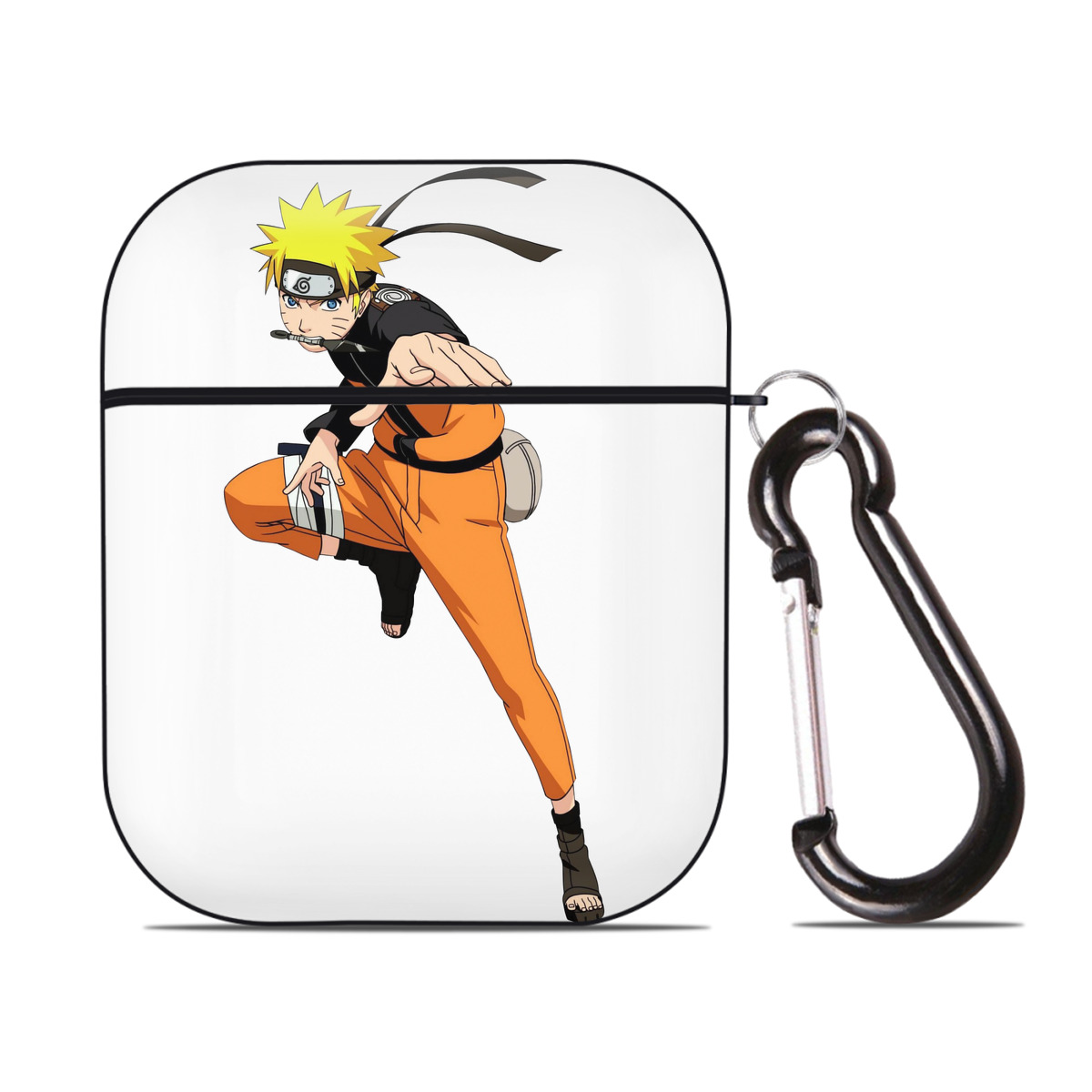 （画像用） NARUTO -ナルト- うずまき ナルト Uzumaki Naruto AirPods 第2世代保護ケース ハードシェル ブラック 耐衝撃・防指紋・カラビナ付き