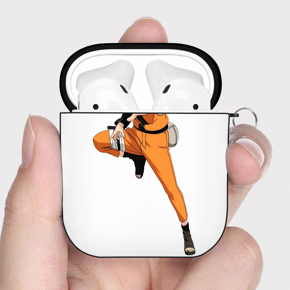 （画像用） NARUTO -ナルト- うずまき ナルト Uzumaki Naruto AirPods 第2世代保護ケース ハードシェル ブラック 耐衝撃・防指紋・カラビナ付き