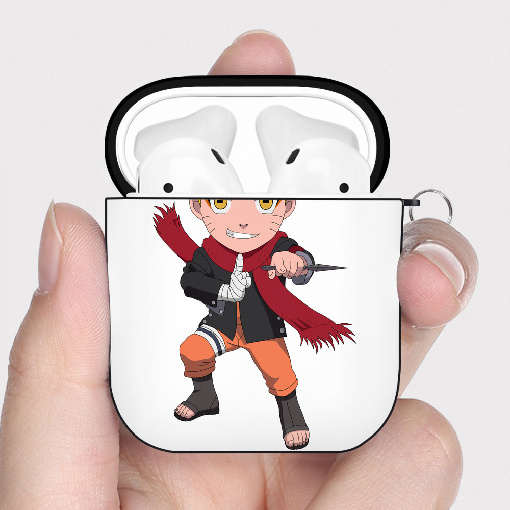 （画像用） NARUTO -ナルト- うずまき ナルト Uzumaki Naruto AirPods 第2世代保護ケース ハードシェル ブラック 耐衝撃・防指紋・カラビナ付き