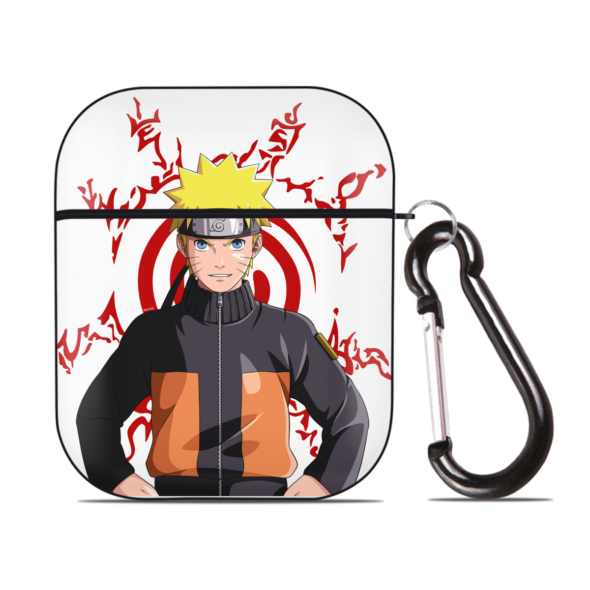 （画像用） NARUTO -ナルト- うずまき ナルト Uzumaki Naruto AirPods 第2世代保護ケース ハードシェル ブラック 耐衝撃・防指紋・カラビナ付き