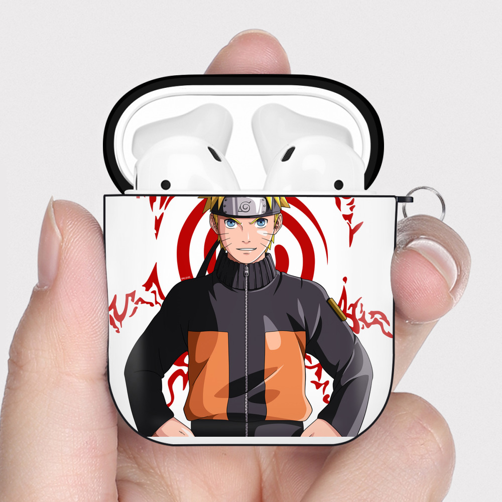 （画像用） NARUTO -ナルト- うずまき ナルト Uzumaki Naruto AirPods 第2世代保護ケース ハードシェル ブラック 耐衝撃・防指紋・カラビナ付き