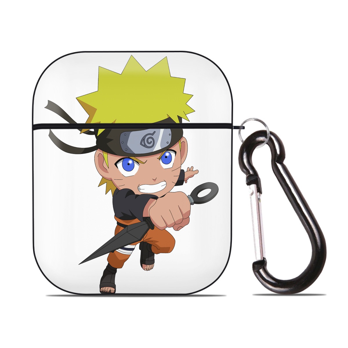 （画像用） NARUTO -ナルト- うずまき ナルト Uzumaki Naruto AirPods 第2世代保護ケース ハードシェル ブラック 耐衝撃・防指紋・カラビナ付き