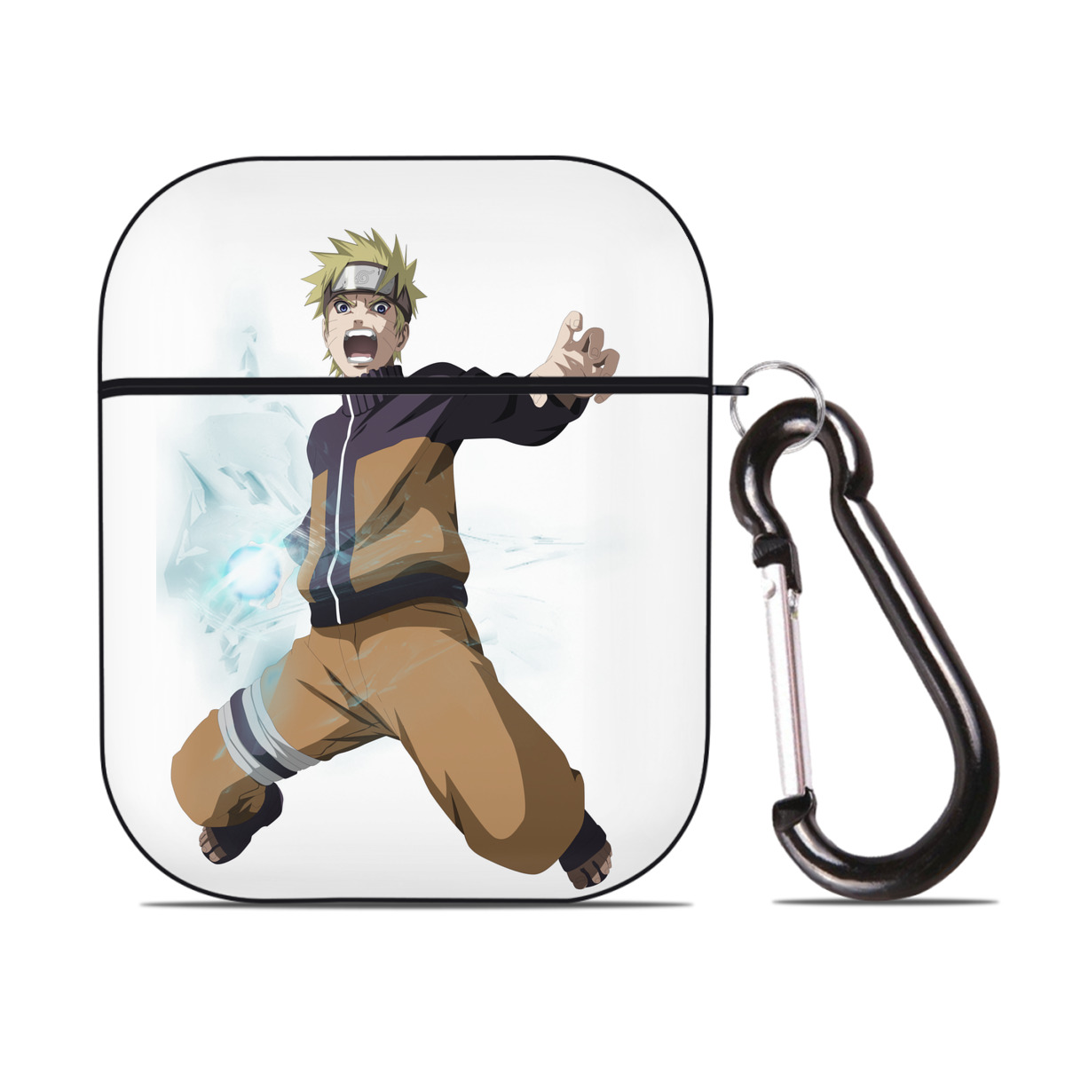 （画像用） NARUTO -ナルト- うずまき ナルト Uzumaki Naruto AirPods 第2世代保護ケース ハードシェル ブラック 耐衝撃・防指紋・カラビナ付き