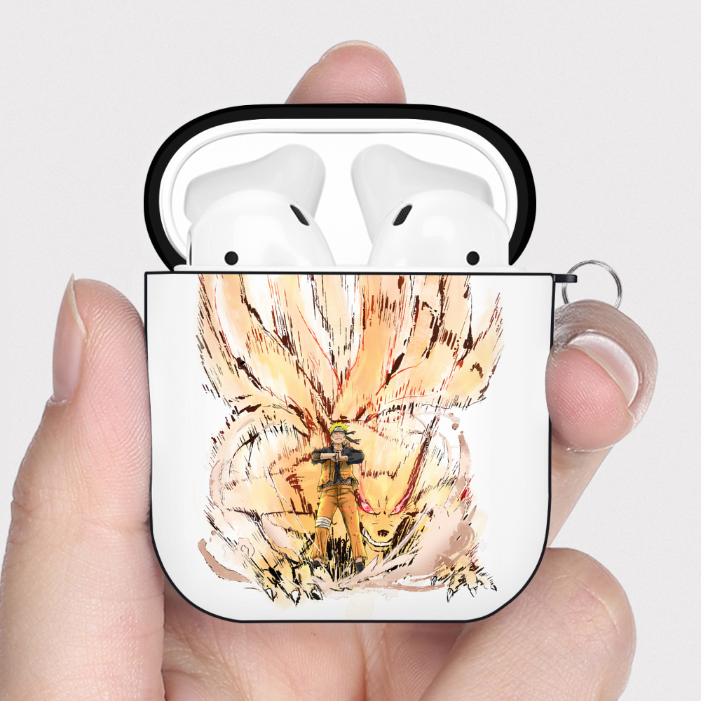 （画像用） NARUTO -ナルト- うずまき ナルト Uzumaki Naruto AirPods 第2世代保護ケース ハードシェル ブラック 耐衝撃・防指紋・カラビナ付き