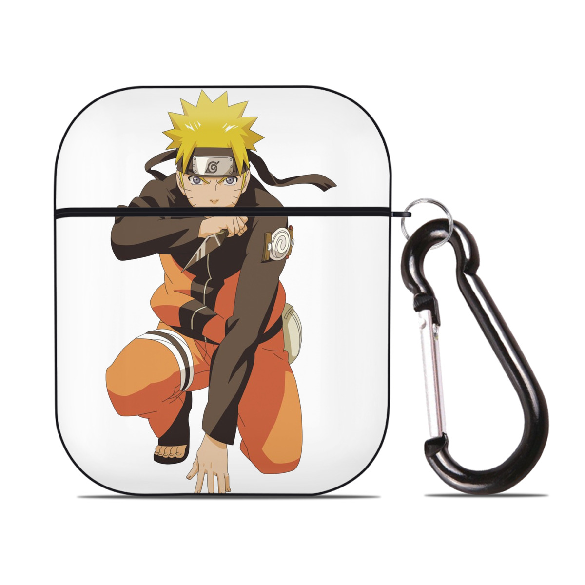 （画像用） NARUTO -ナルト- うずまき ナルト Uzumaki Naruto AirPods 第2世代保護ケース ハードシェル ブラック 耐衝撃・防指紋・カラビナ付き