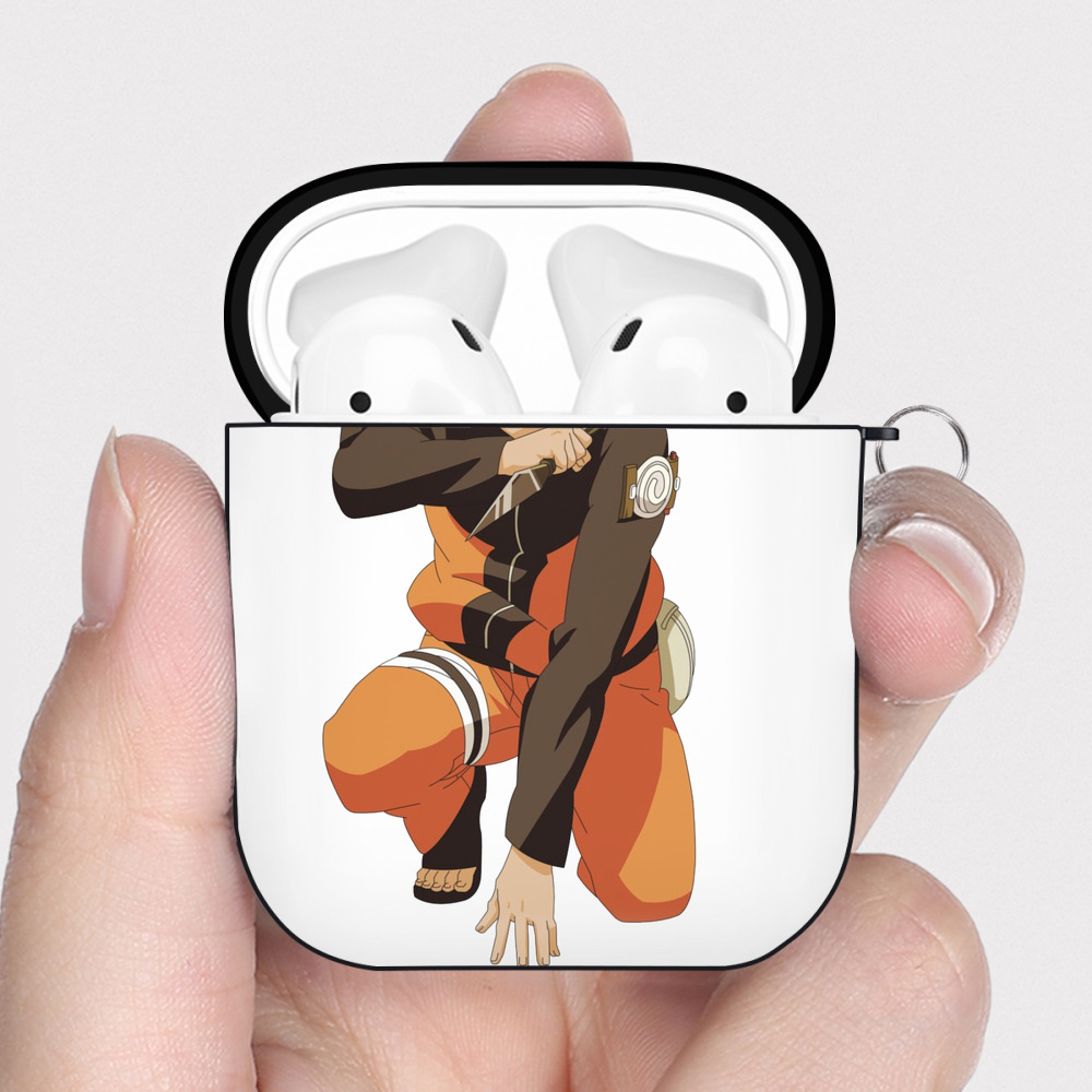 （画像用） NARUTO -ナルト- うずまき ナルト Uzumaki Naruto AirPods 第2世代保護ケース ハードシェル ブラック 耐衝撃・防指紋・カラビナ付き