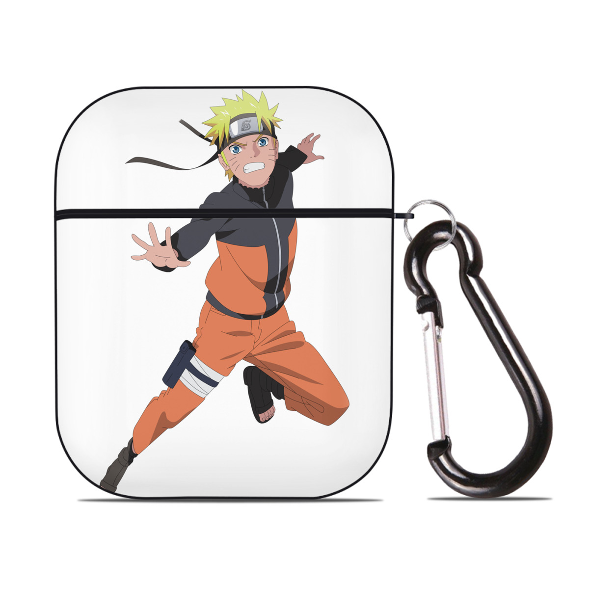 （画像用） NARUTO -ナルト- うずまき ナルト Uzumaki Naruto AirPods 第2世代保護ケース ハードシェル ブラック 耐衝撃・防指紋・カラビナ付き