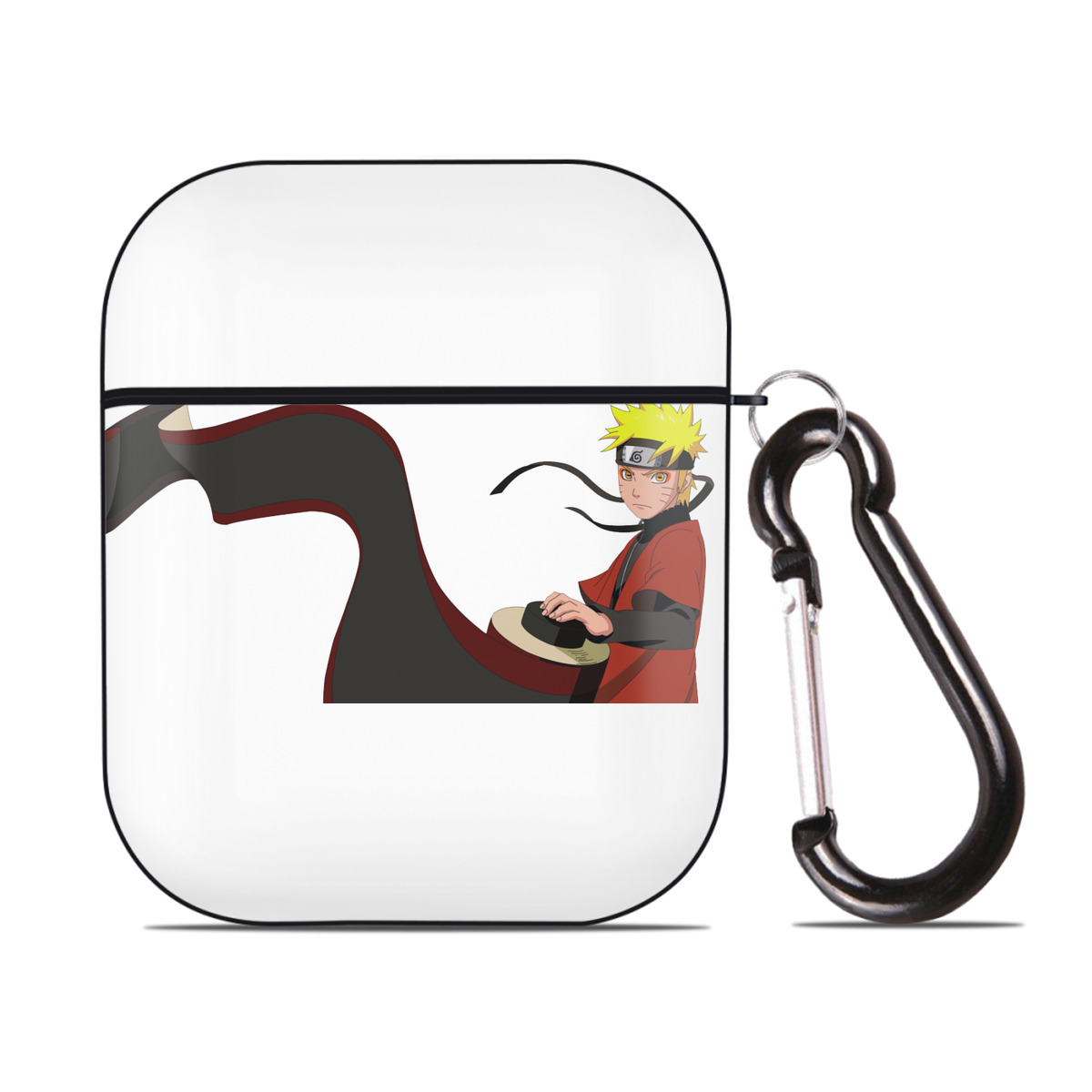 （画像用） NARUTO -ナルト- うずまき ナルト Uzumaki Naruto AirPods 第2世代保護ケース ハードシェル ブラック 耐衝撃・防指紋・カラビナ付き