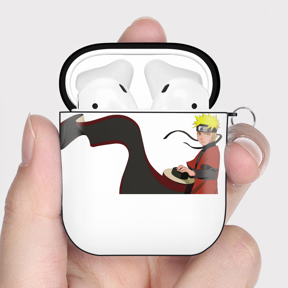 （画像用） NARUTO -ナルト- うずまき ナルト Uzumaki Naruto AirPods 第2世代保護ケース ハードシェル ブラック 耐衝撃・防指紋・カラビナ付き