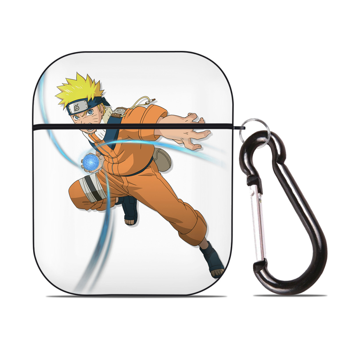 （画像用） NARUTO -ナルト- うずまき ナルト Uzumaki Naruto AirPods 第2世代保護ケース ハードシェル ブラック 耐衝撃・防指紋・カラビナ付き