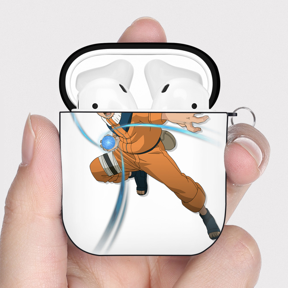 （画像用） NARUTO -ナルト- うずまき ナルト Uzumaki Naruto AirPods 第2世代保護ケース ハードシェル ブラック 耐衝撃・防指紋・カラビナ付き