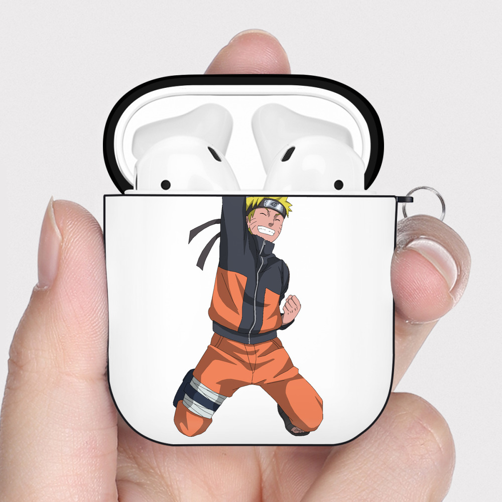 NARUTO -ナルト- うずまき ナルト Uzumaki Naruto AirPods 第2世代保護ケース ハードシェル ブラック 耐衝撃・防指紋・カラビナ付き