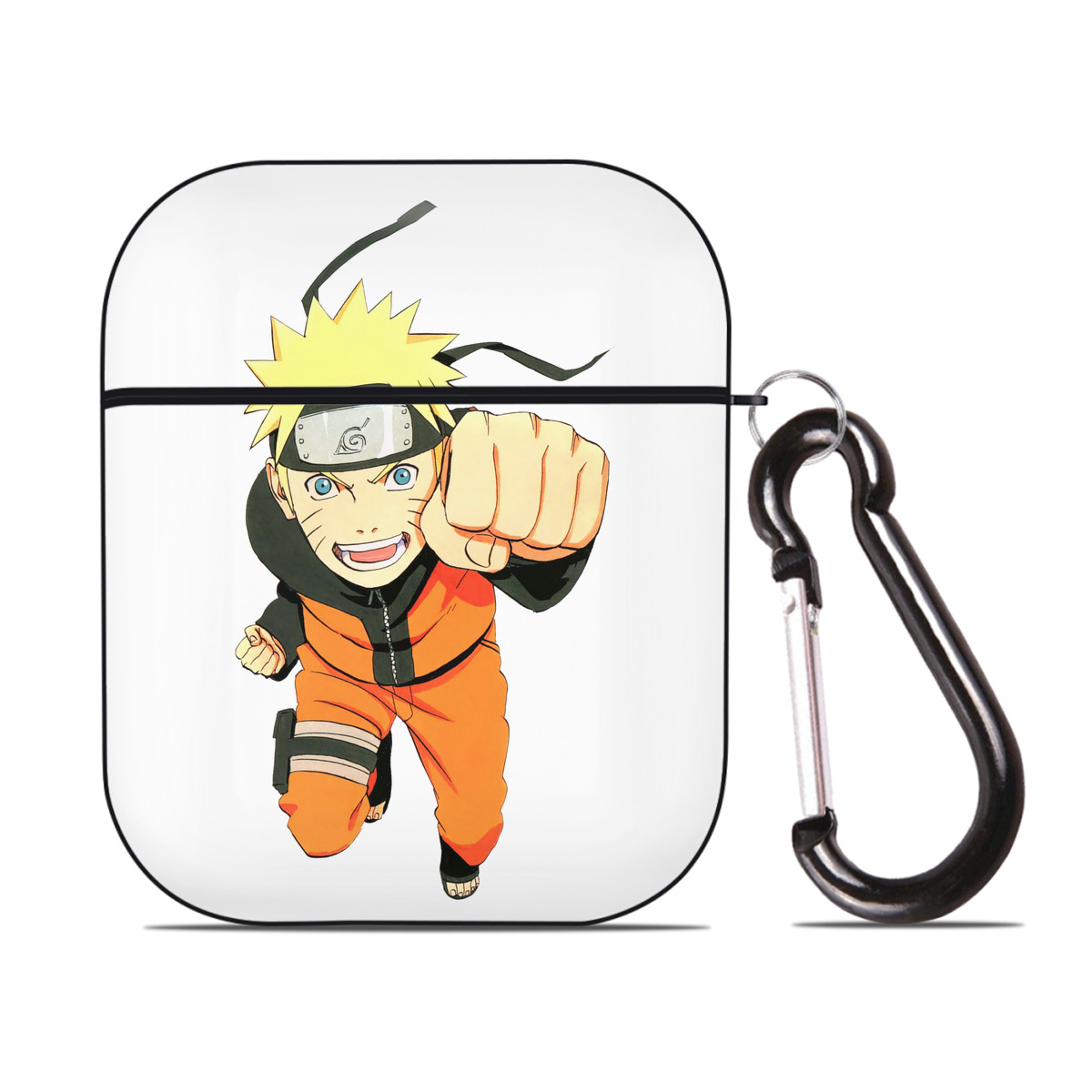 （画像用） NARUTO -ナルト- うずまき ナルト Uzumaki Naruto AirPods 第2世代保護ケース ハードシェル ブラック 耐衝撃・防指紋・カラビナ付き