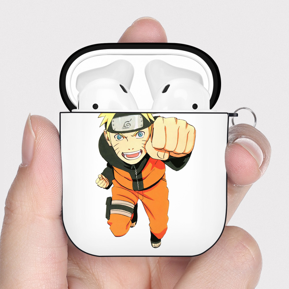 （画像用） NARUTO -ナルト- うずまき ナルト Uzumaki Naruto AirPods 第2世代保護ケース ハードシェル ブラック 耐衝撃・防指紋・カラビナ付き
