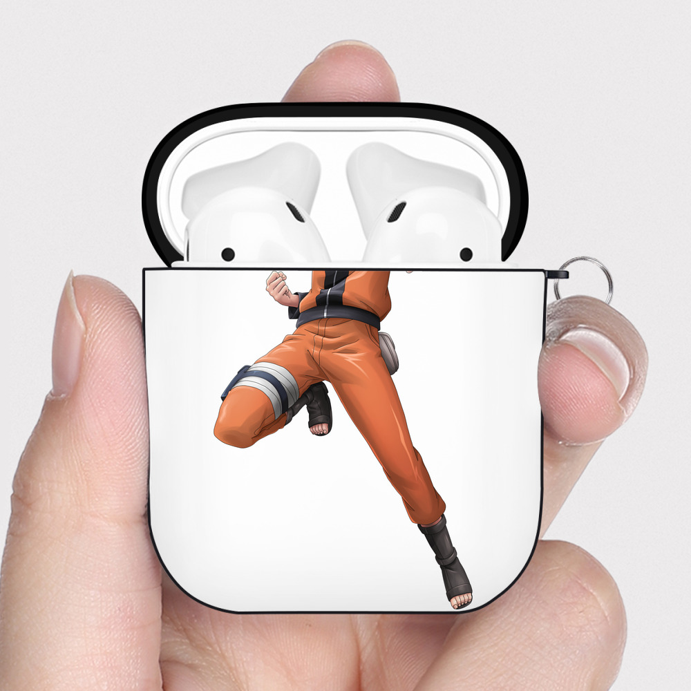 （画像用） NARUTO -ナルト- うずまき ナルト Uzumaki Naruto AirPods 第2世代保護ケース ハードシェル ブラック 耐衝撃・防指紋・カラビナ付き