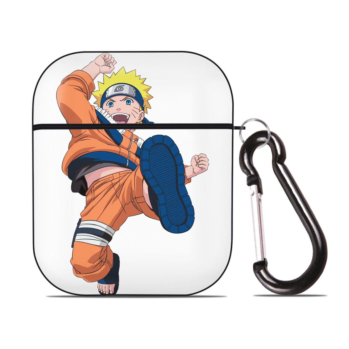 （画像用） NARUTO -ナルト- うずまき ナルト Uzumaki Naruto AirPods 第2世代保護ケース ハードシェル ブラック 耐衝撃・防指紋・カラビナ付き